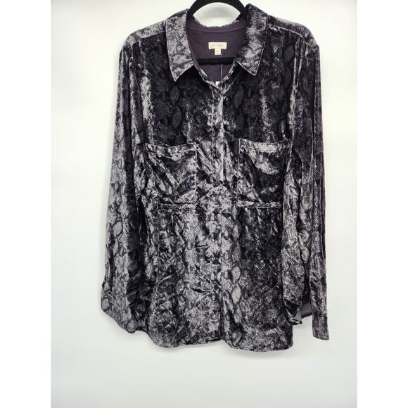 NWT Anthropologie The Hadley Relaxed Velvet Buttondown Shirt Sz Plus 2X #8B502 - Picture 2 of 9